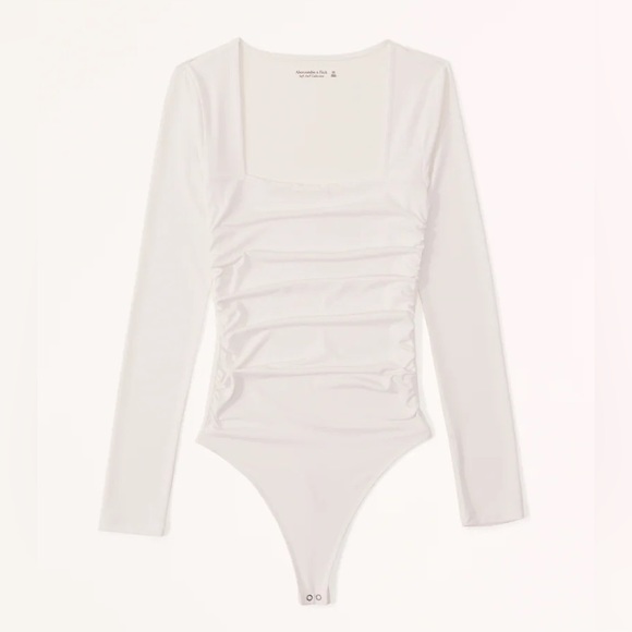 Abercrombie & Fitch Tops - Abercrombie Long-Sleeve Ruched Squareneck Bodysuit